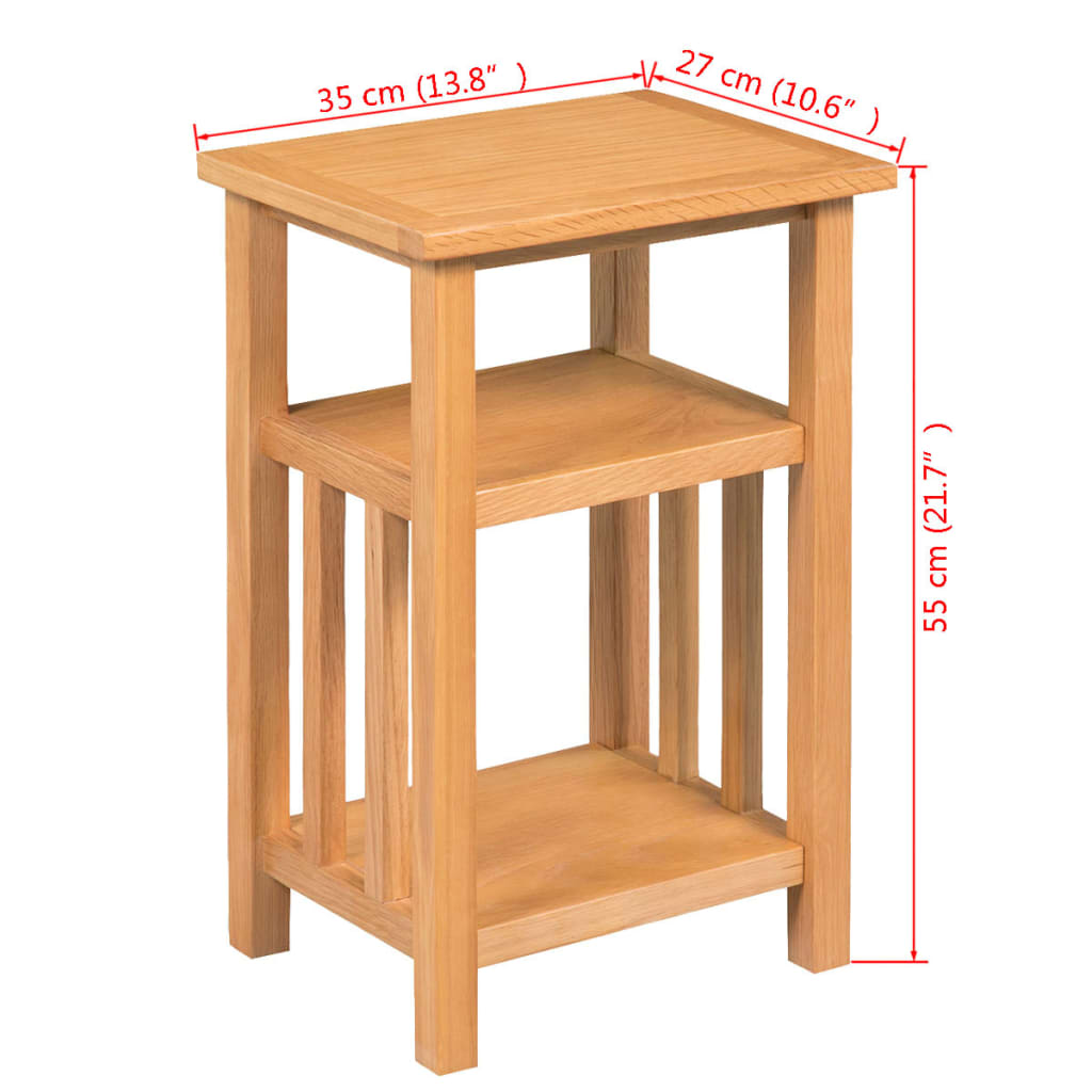 Endebord med bladhylle 27x35x55 cm heltre eik