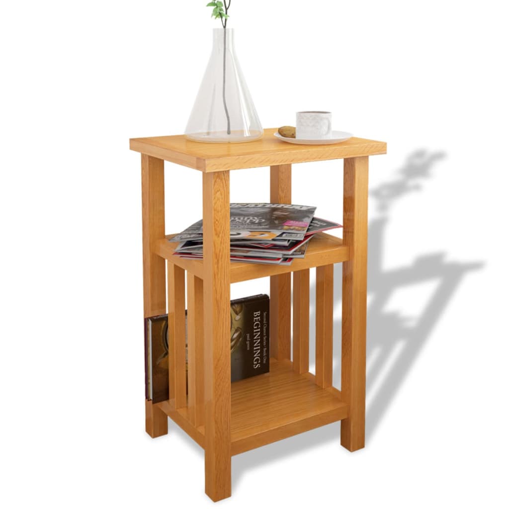 Endebord med bladhylle 27x35x55 cm heltre eik