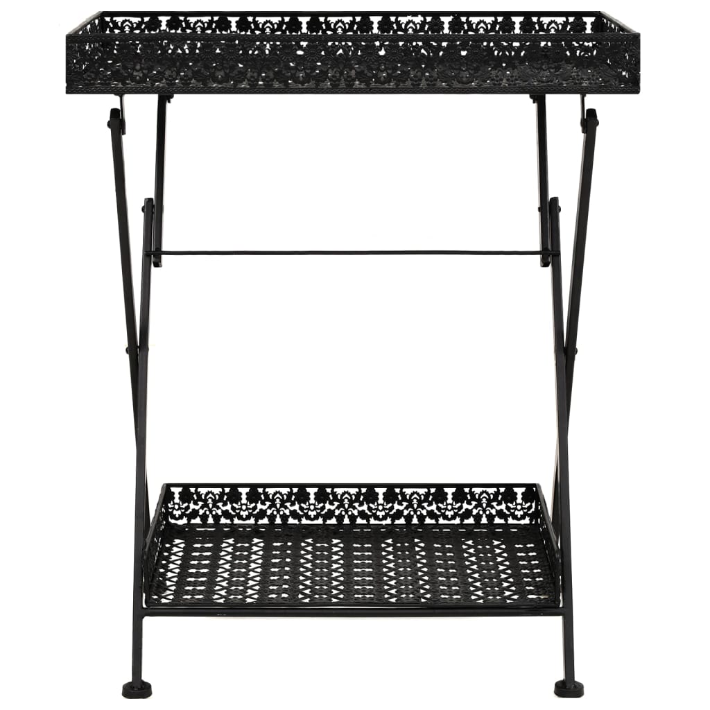 Foldbart tebord gammeldags stil metall 58x35x72 cm svart