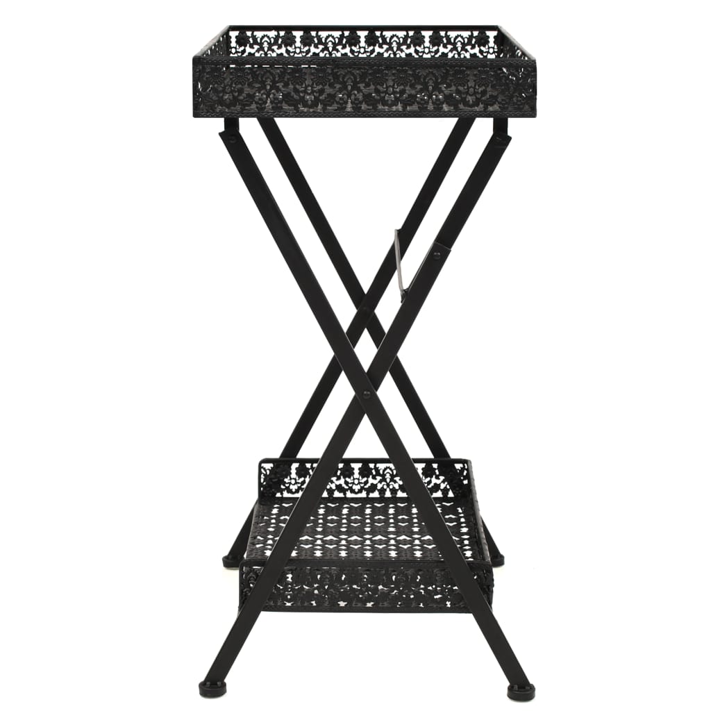 Foldbart tebord gammeldags stil metall 58x35x72 cm svart