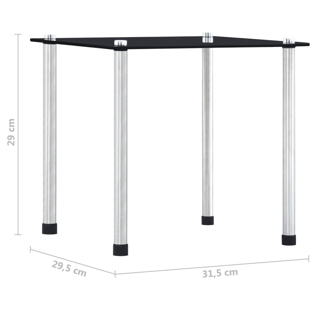 Stablebord 3 stk svart herdet glass