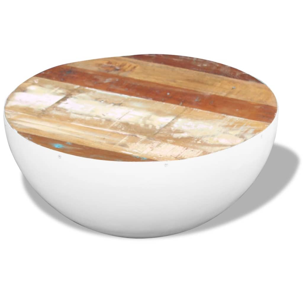 Bolleformet salongbord gjenvunnet heltre 60x60x30 cm