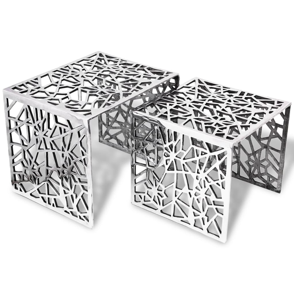 To-delers Sidebord Kvadratisk Aluminium Sølv