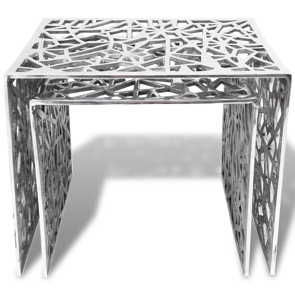 To-delers Sidebord Kvadratisk Aluminium Sølv
