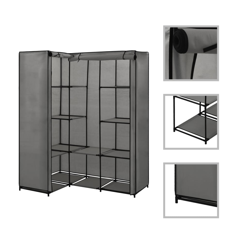 Hjørnegarderobe grå 130x87x169 cm