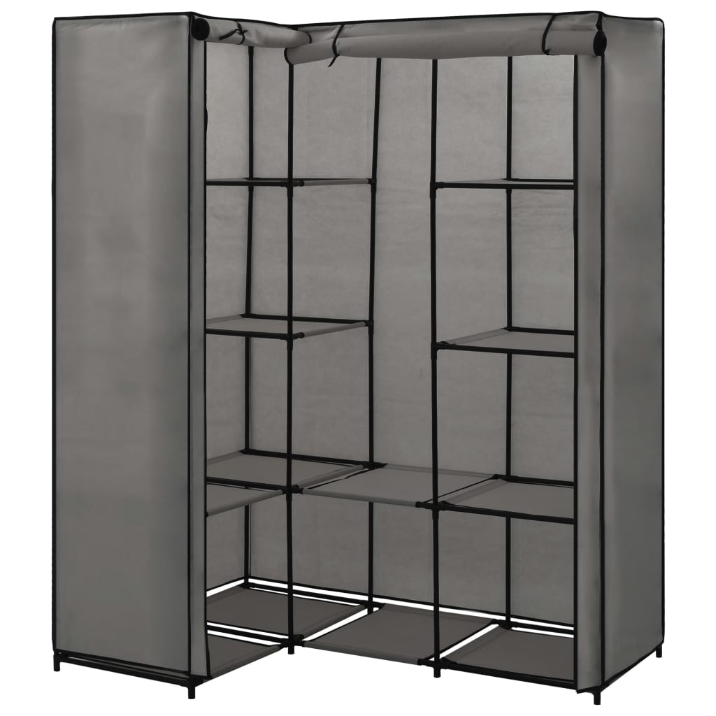 Hjørnegarderobe grå 130x87x169 cm