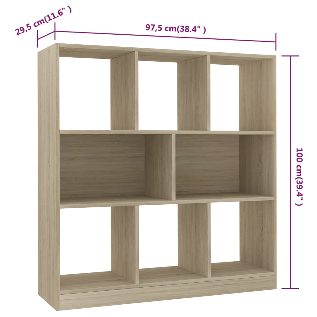 Bokhylle sonoma eik 97,5x29,5x100 cm konstruert tre