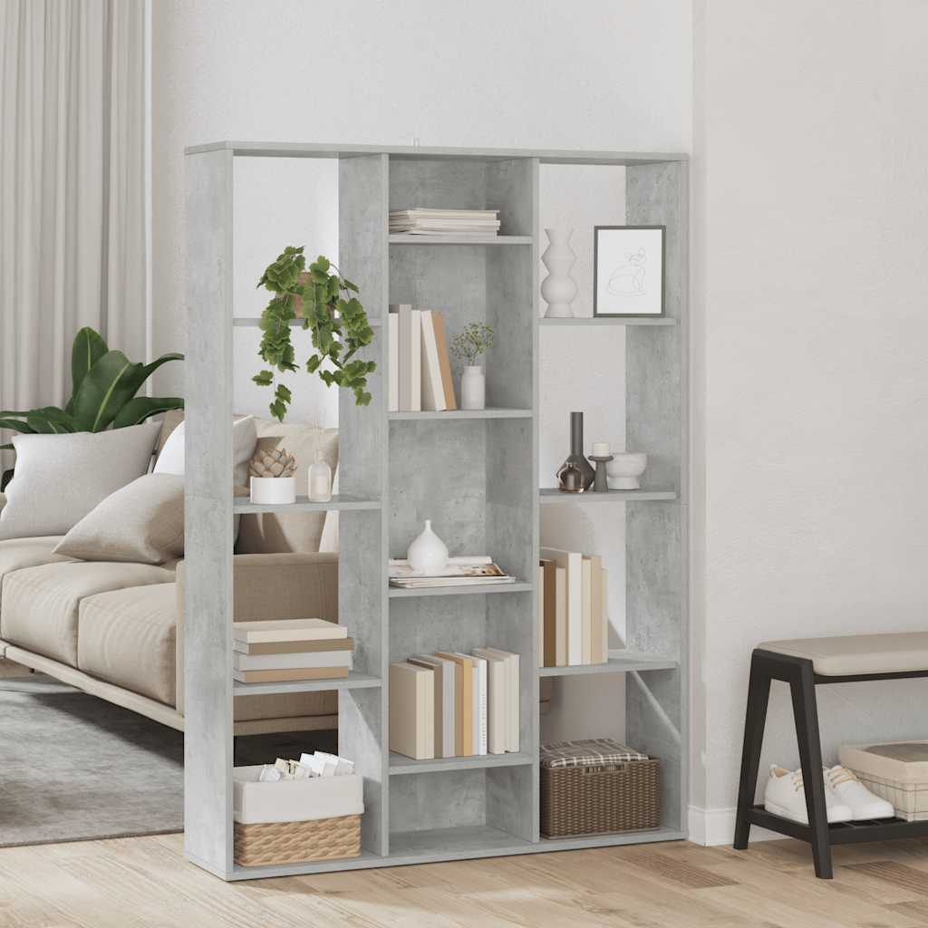 Bokhylle/Romdeler betonggrå 100x24x140 cm konstruert tre