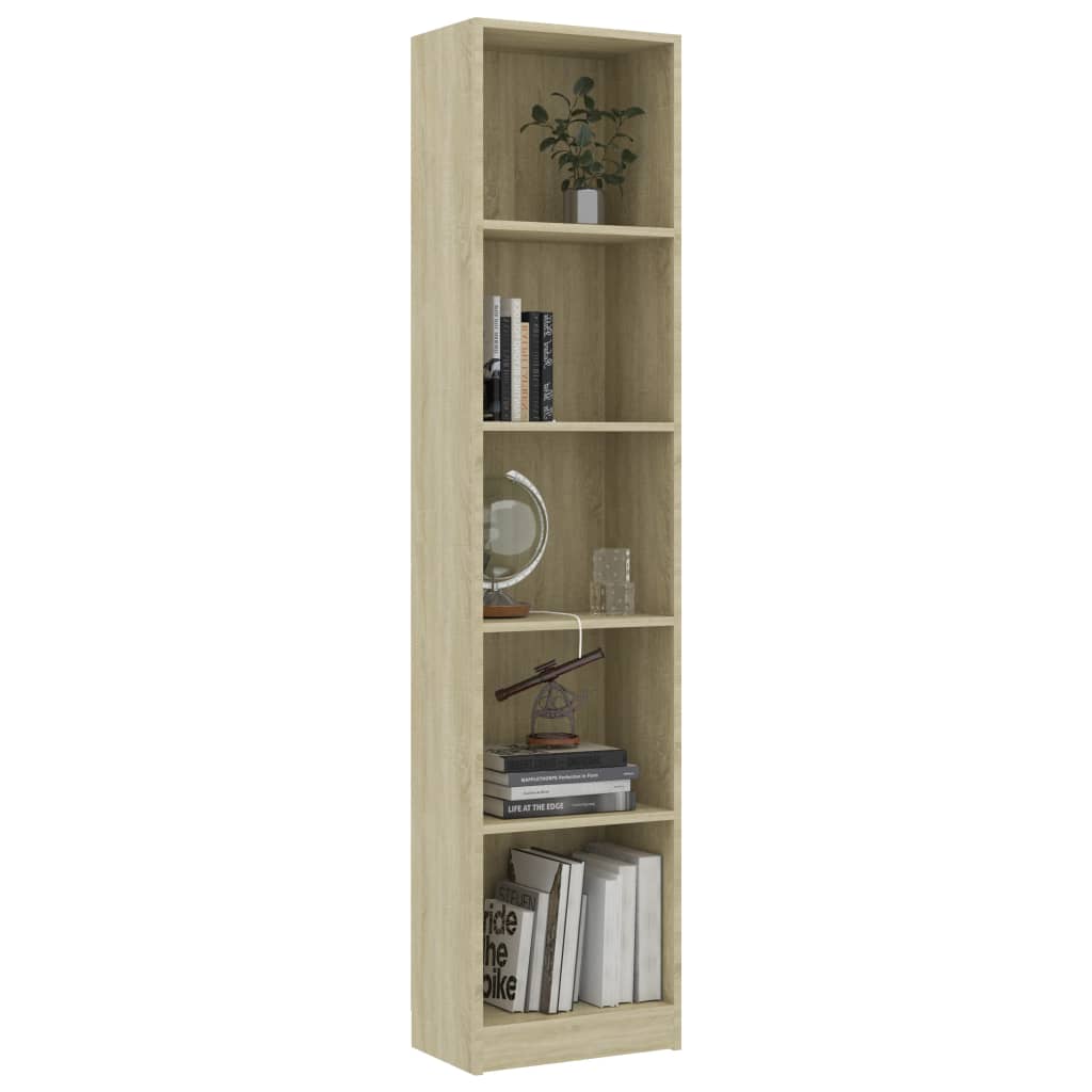 Bokhylle 5 nivåer sonoma eik 40x24x175 cm konstruert tre