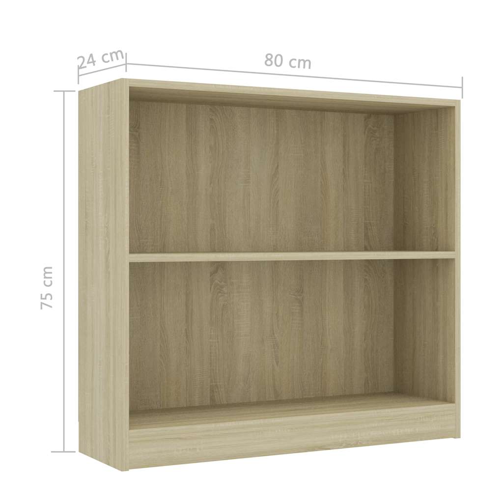 Bokhylle sonoma eik 80x24x75 cm konstruert tre