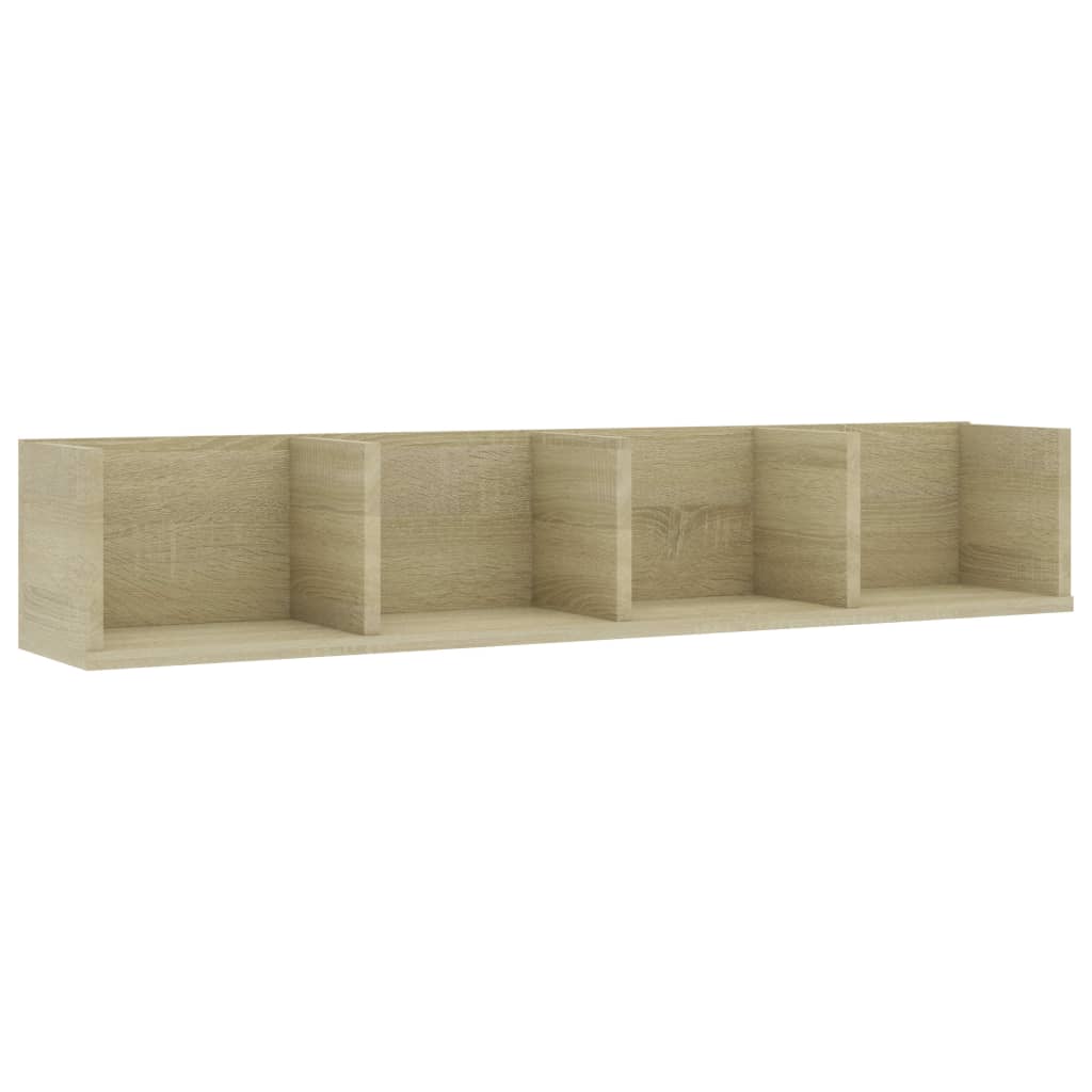 Veggmontert CD-hylle sonoma eik 100x18x18 cm konstruert tre