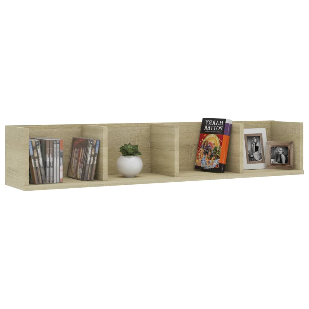 Veggmontert CD-hylle sonoma eik 100x18x18 cm konstruert tre