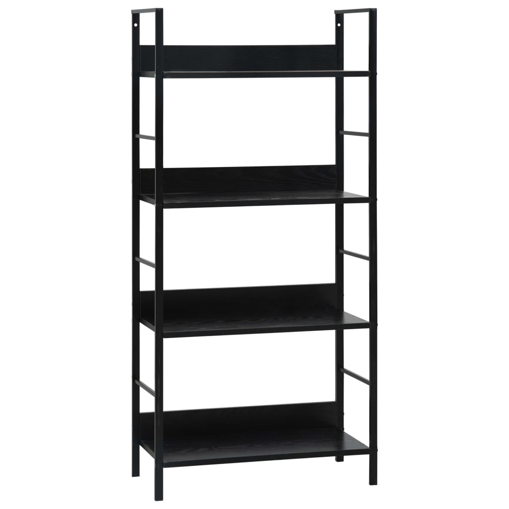 Bokhylle 4 lag svart 60x27,6x124,5 cm konstruert tre