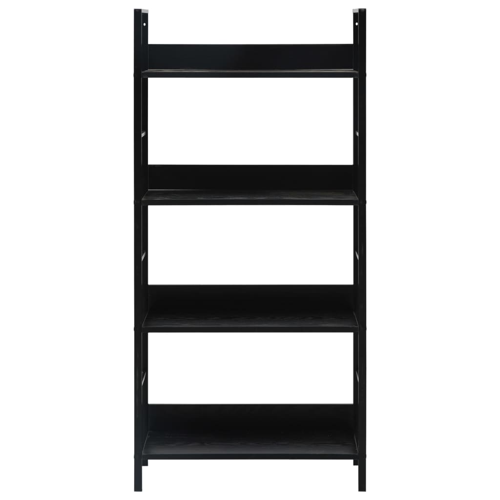 Bokhylle 4 lag svart 60x27,6x124,5 cm konstruert tre