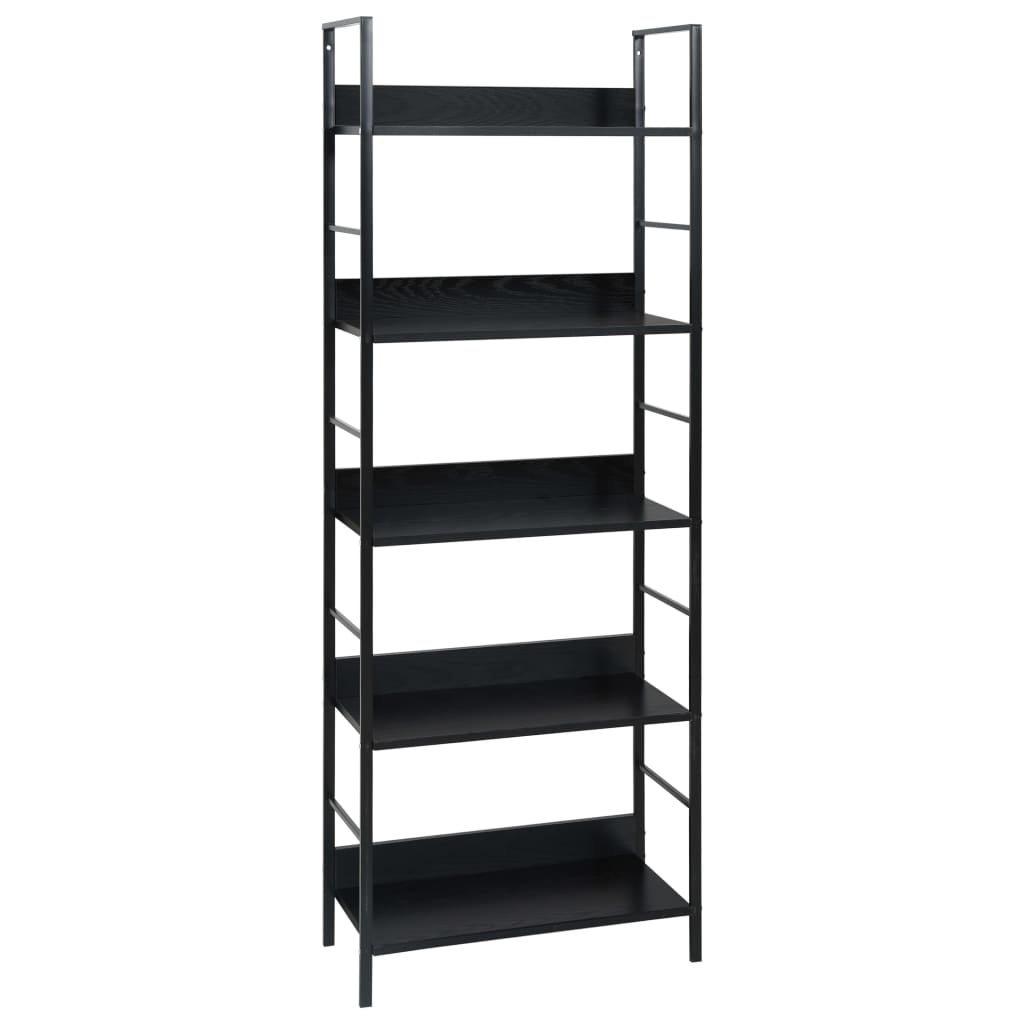 Bokhylle 5 lag svart 60x27,6x158,5 cm konstruert tre