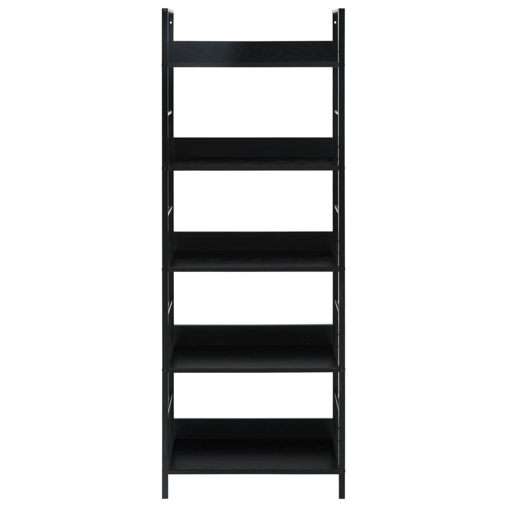 Bokhylle 5 lag svart 60x27,6x158,5 cm konstruert tre