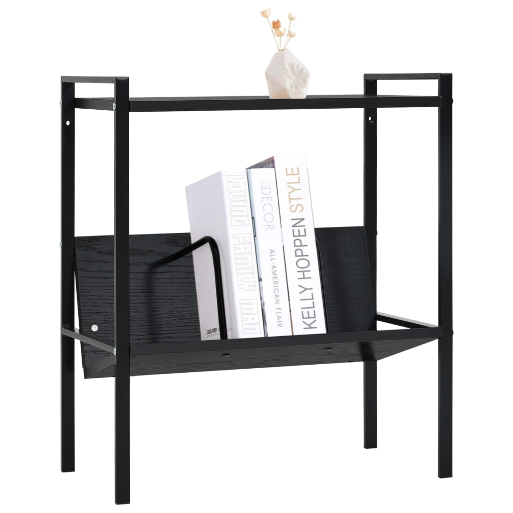 Bokhylle 2 lag svart 52x28x59 cm konstruert tre