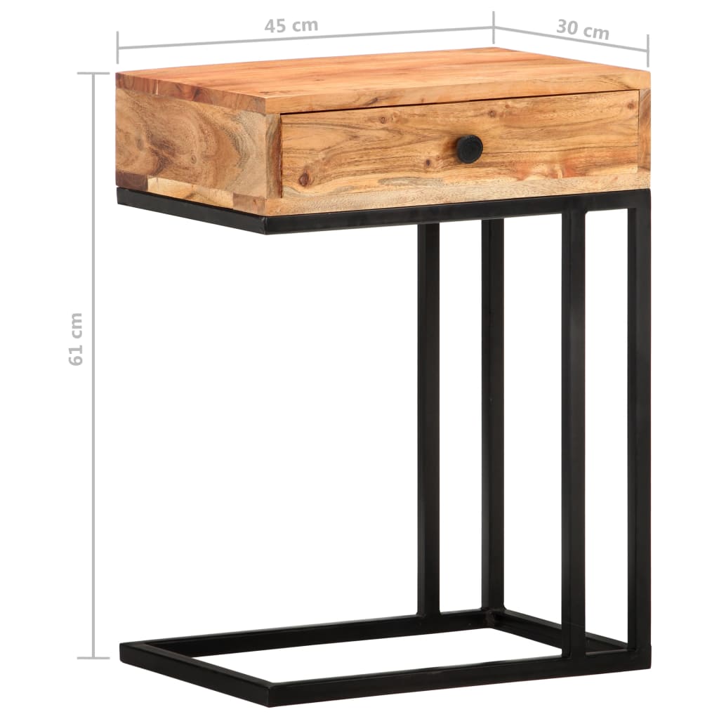 U-formet sidebord 45x30x61 cm heltre akasie
