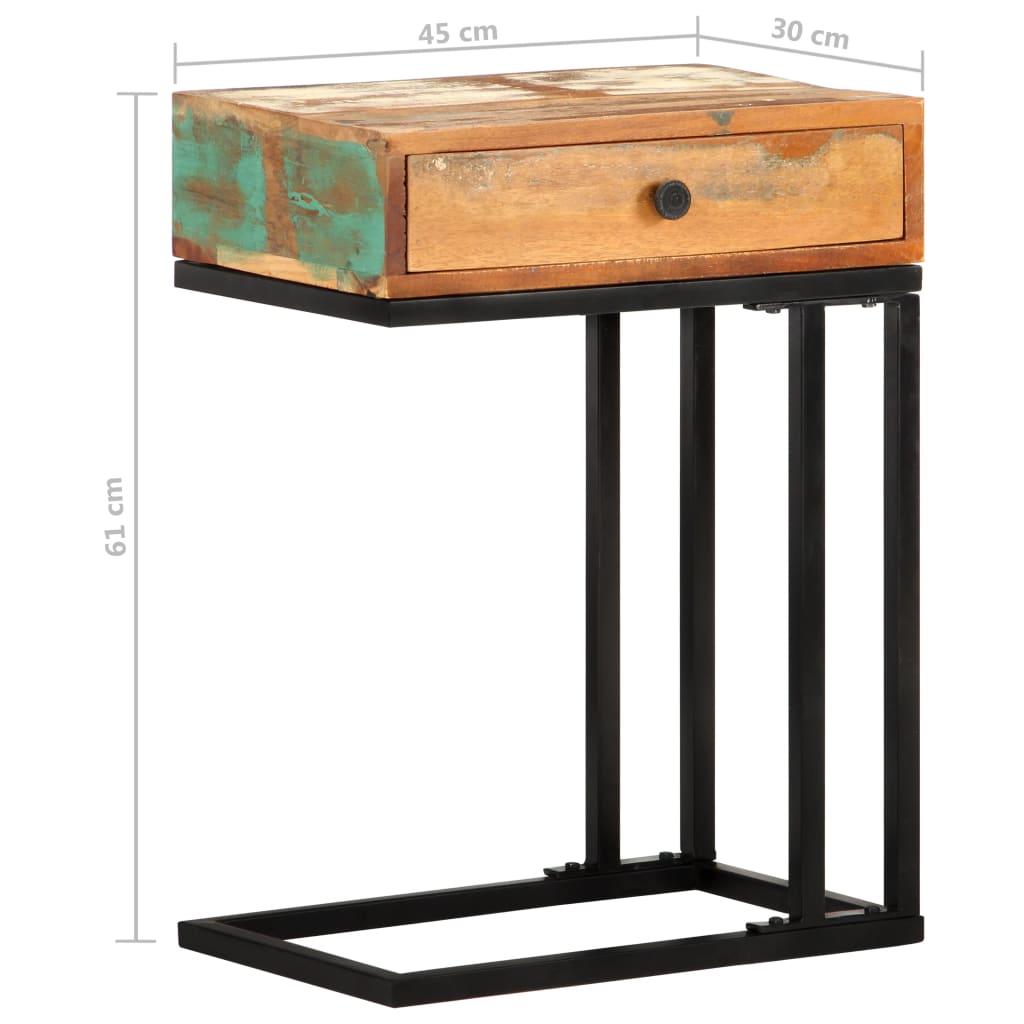 U-formet sidebord 45x30x61 cm gjenvunnet heltre
