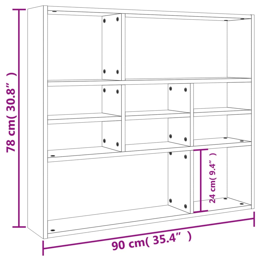 Vegghylle sonoma eik 90x16x78 cm sponplate