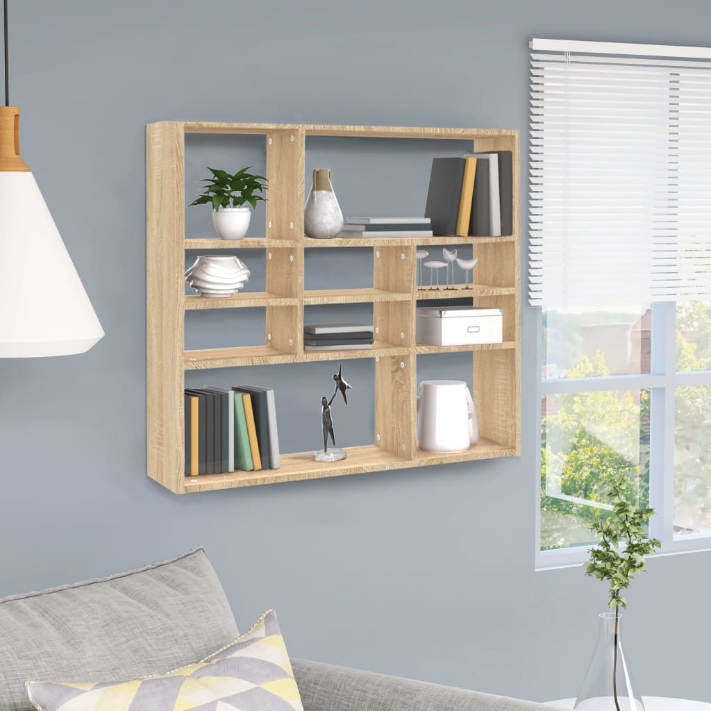 Vegghylle sonoma eik 90x16x78 cm sponplate
