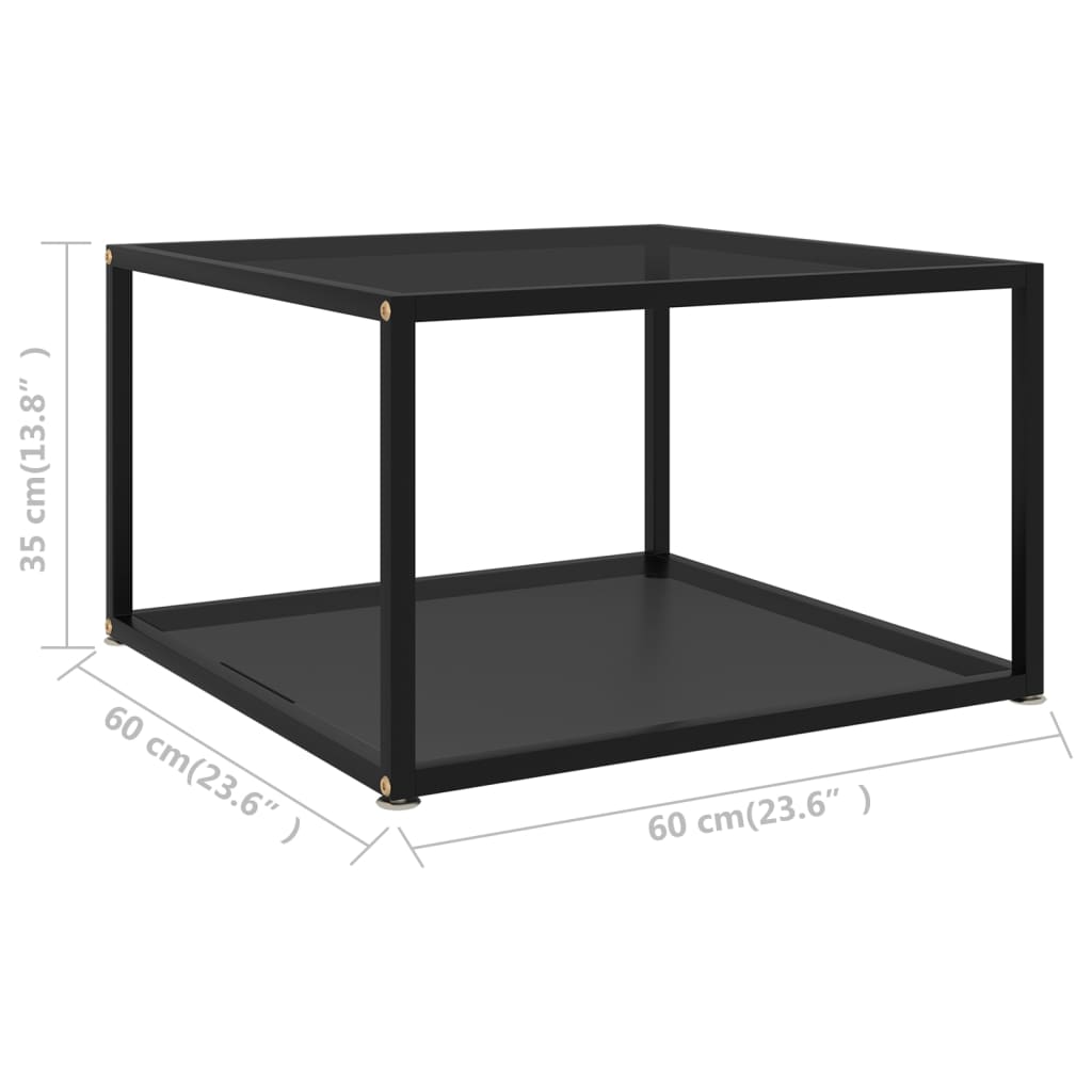 Salongbord svart 60x60x35 cm herdet glass