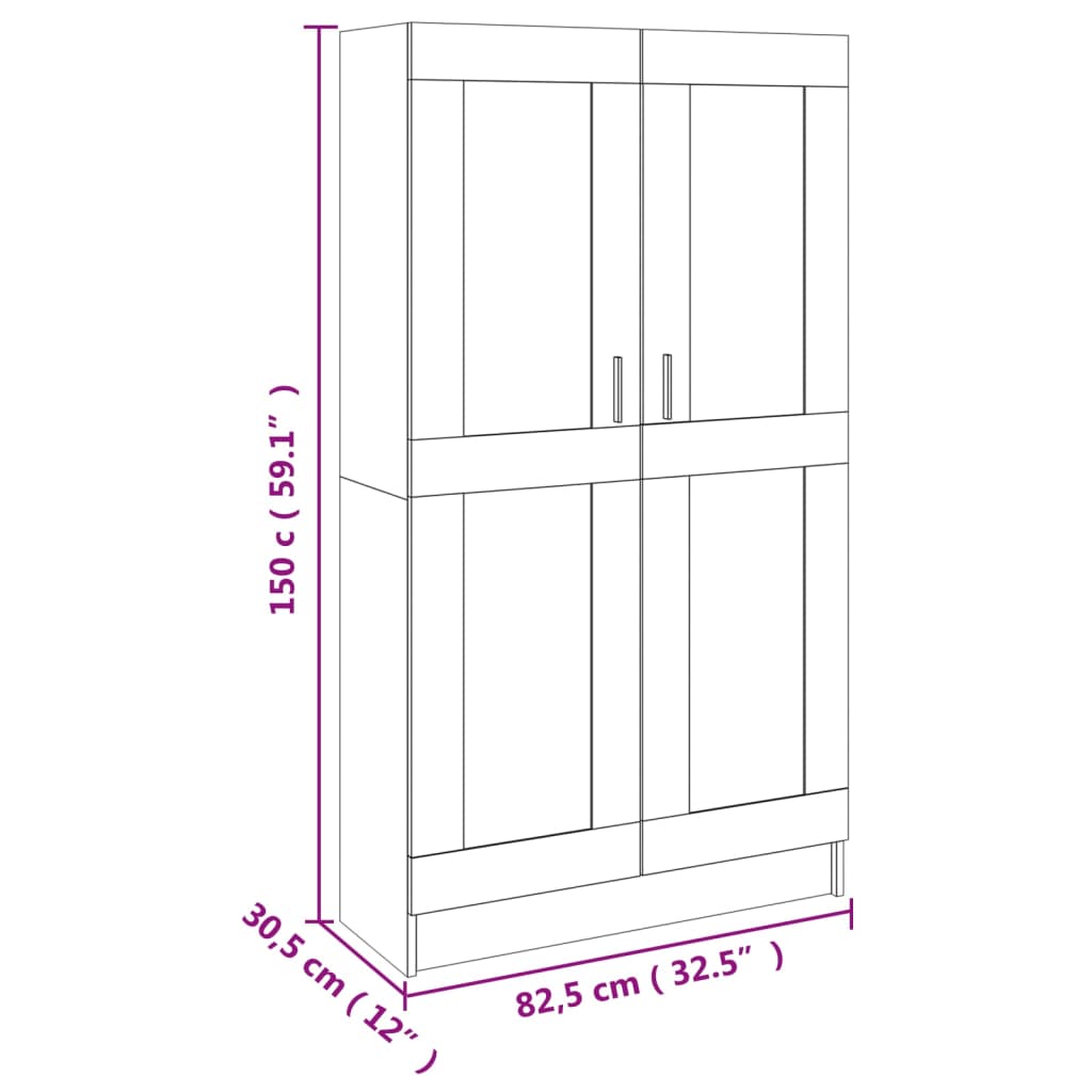 Bokhylle sonoma eik 82,5x30,5x150 cm konstruert tre