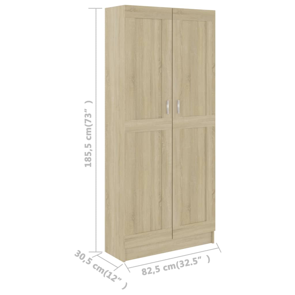 Bokhylle sonoma eik 82,5x30,5x185,5 cm konstruert tre