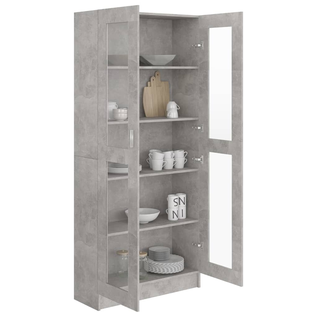 Vitrine betonggrå 82,5x30,5x185,5 cm konstruert tre