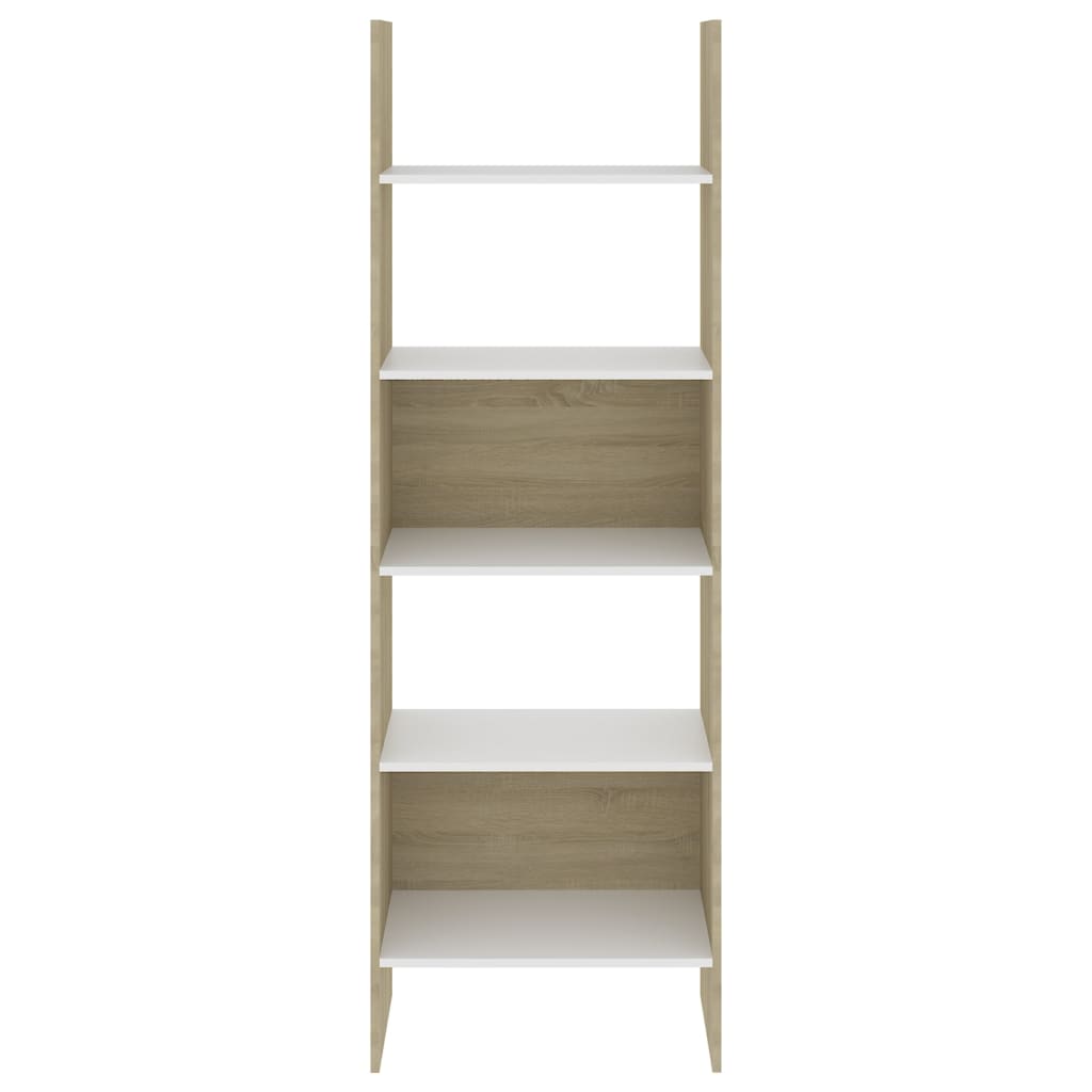 Bokhylle hvit og sonoma eik 60x35x180 cm konstruert tre