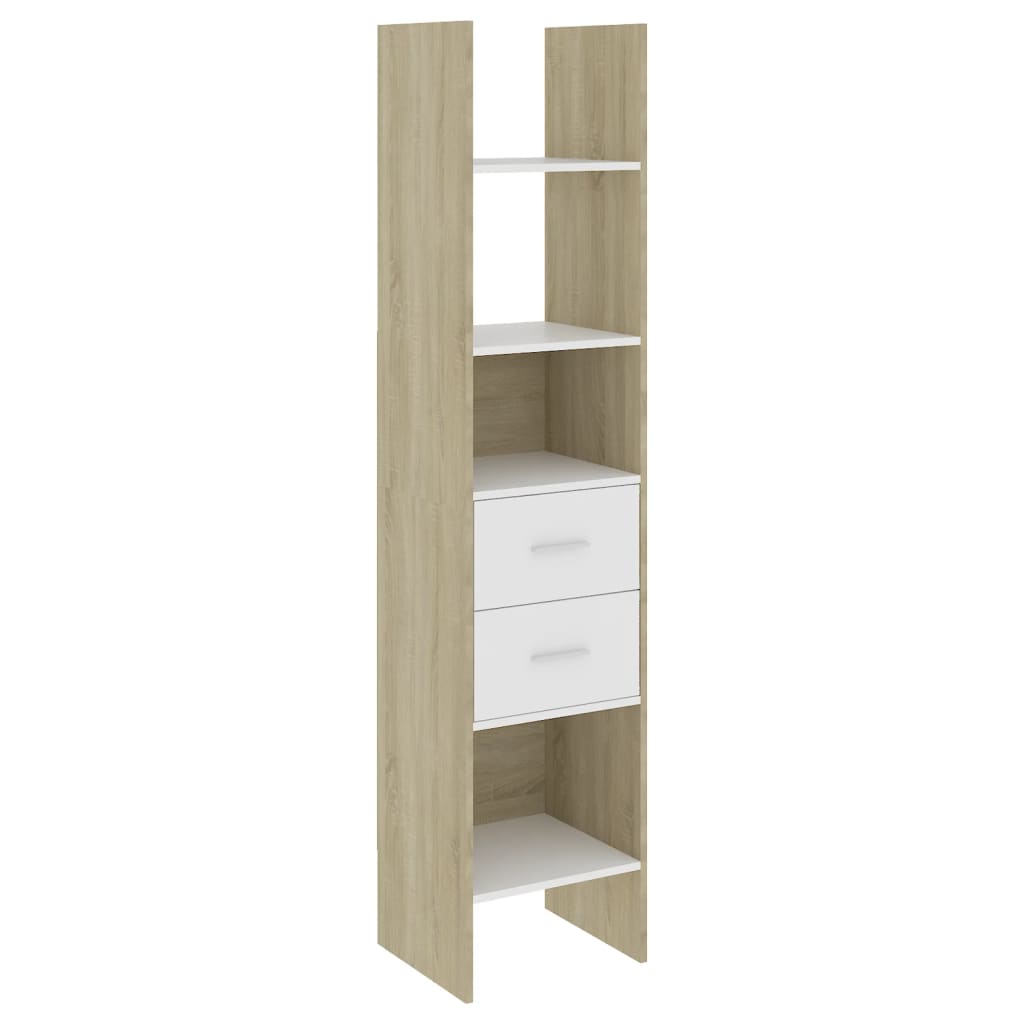Bokhylle hvit og sonoma eik 40x35x180 cm konstruert tre