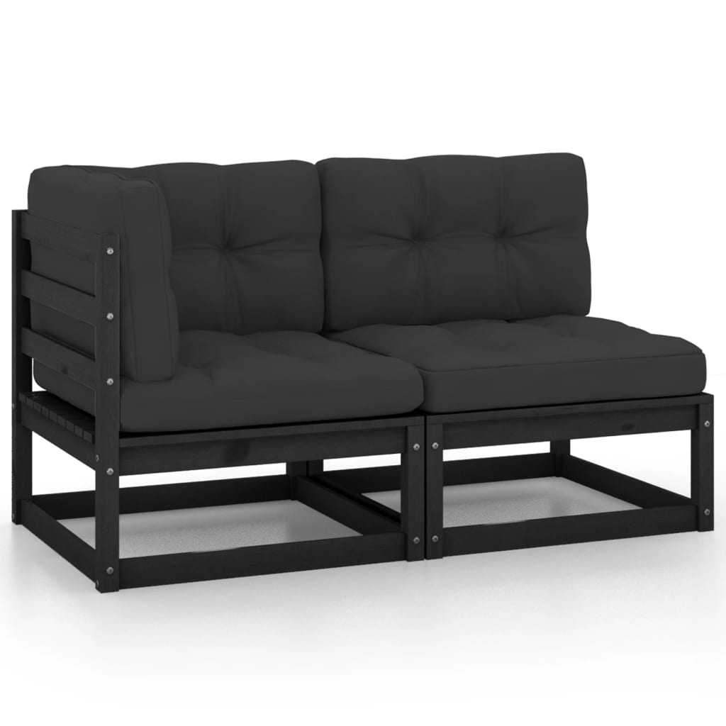 Hagesofagruppe med puter 2 deler svart heltre furu
