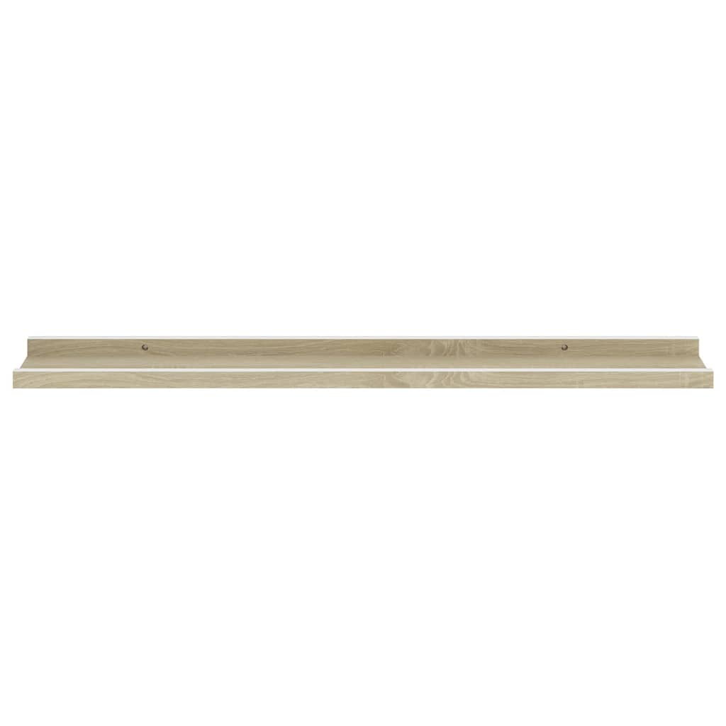 Vegghyller 2 stk hvit og sonoma eik 80x9x3 cm