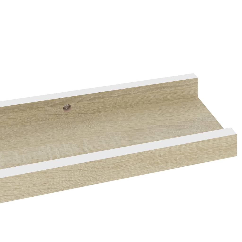 Vegghyller 4 stk hvit og sonoma eik 60x9x3 cm