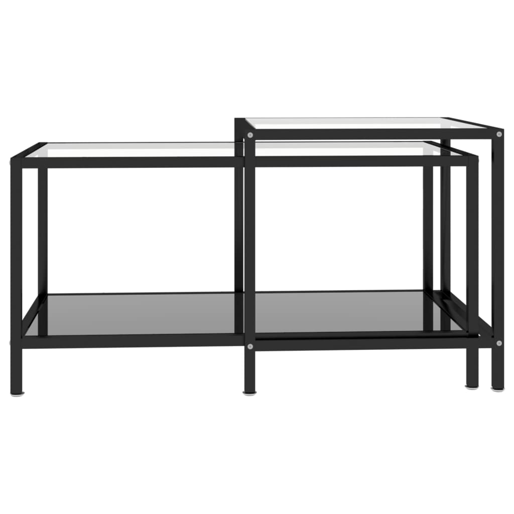 Tebord 2 stk herdet glass svart