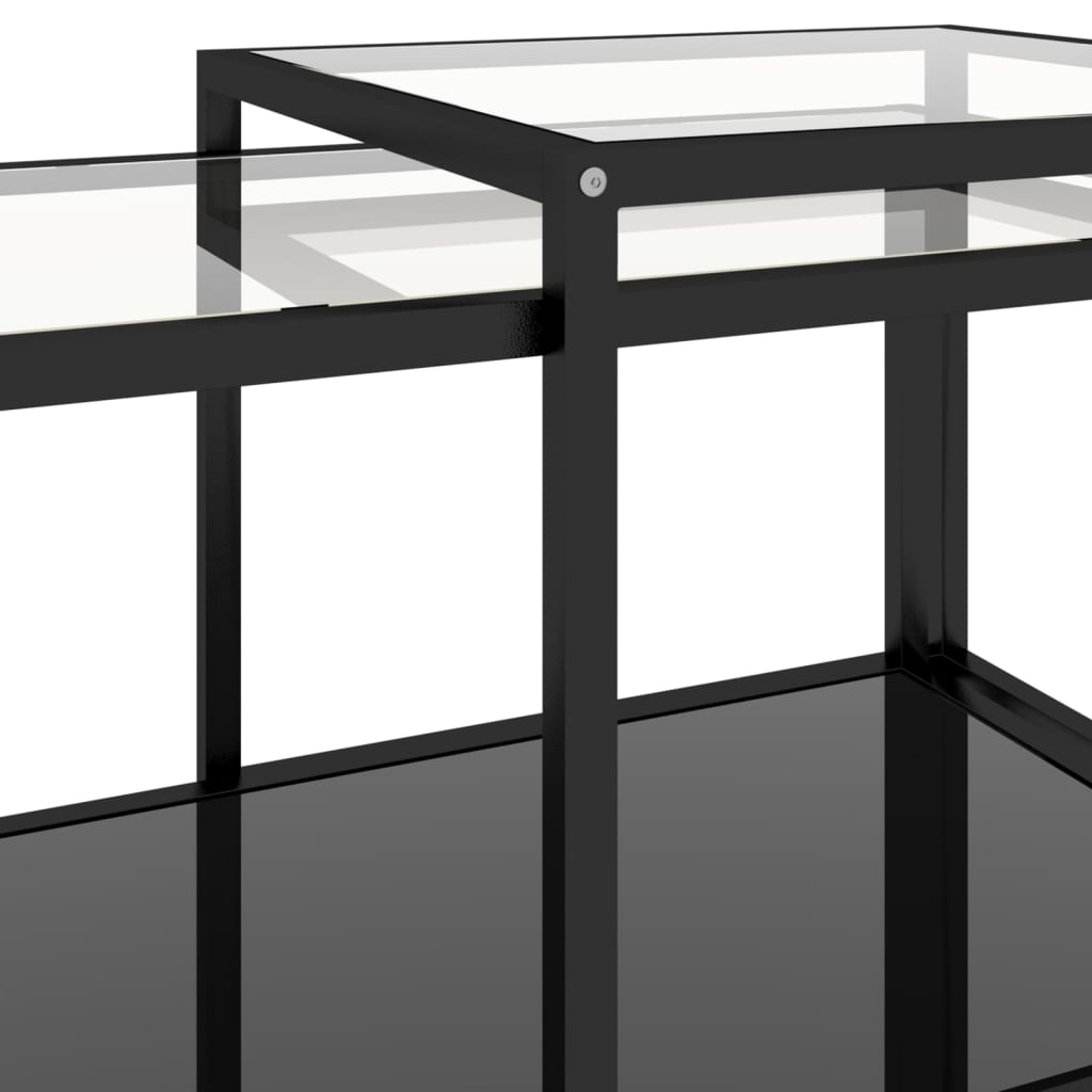 Tebord 2 stk herdet glass svart