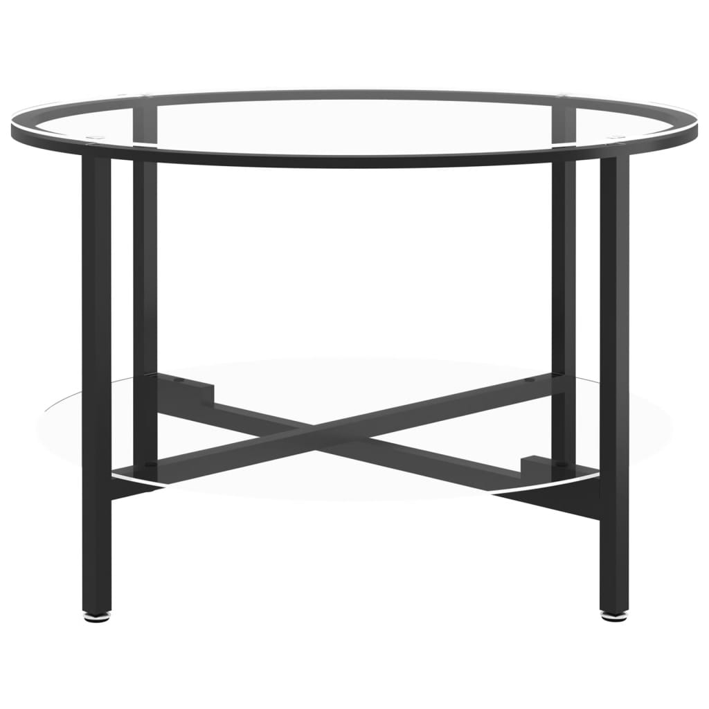 Tebord svart og gjennomsiktig 70 cm herdet glass