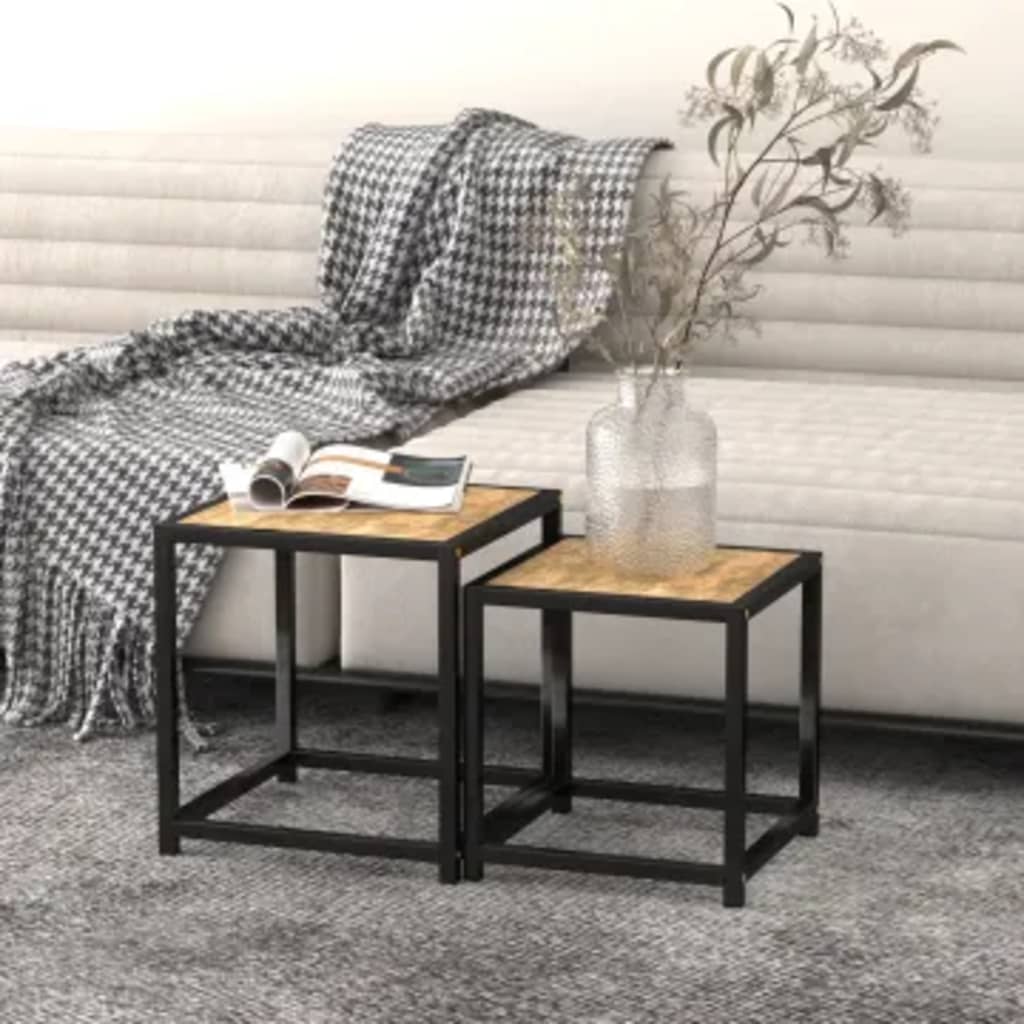 Tebord 2 stk MDF svart og gul