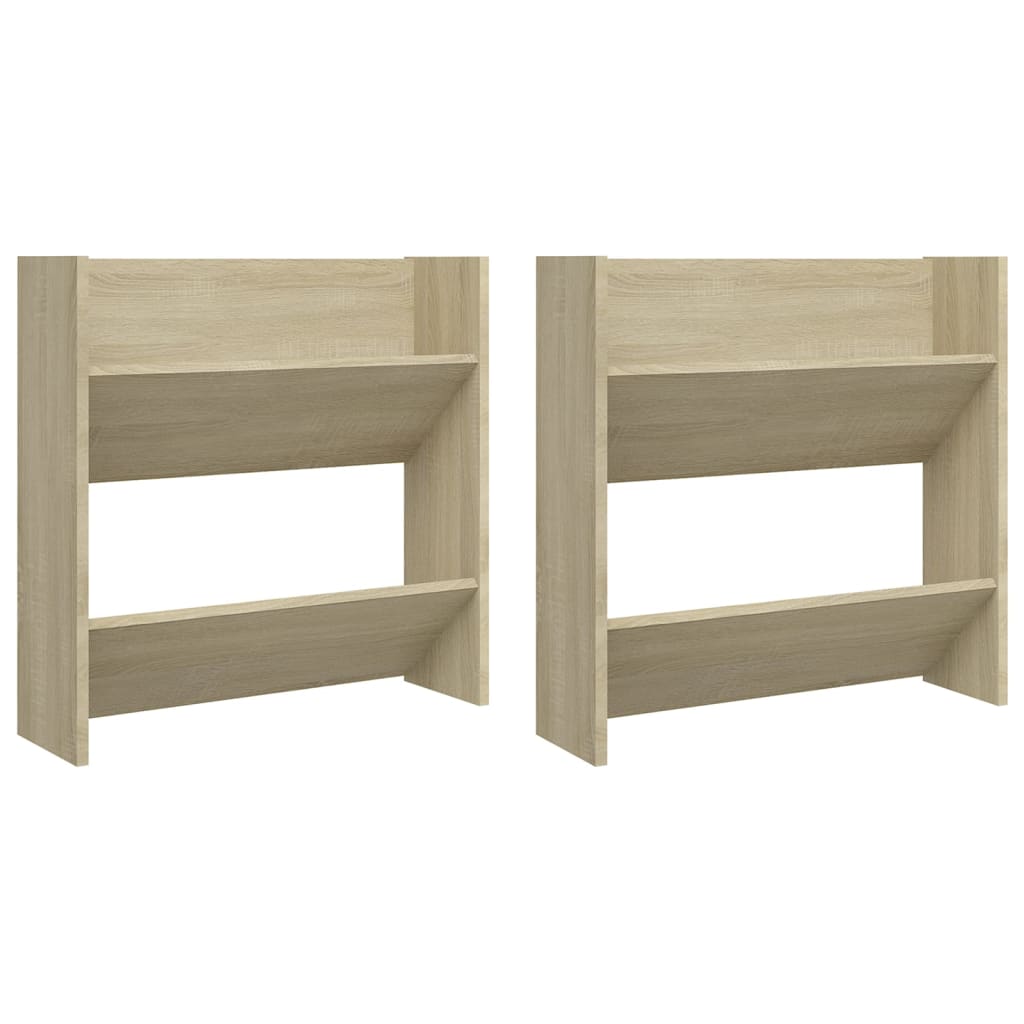 Veggskoskap 2 stk sonoma eik 60x18x60 cm sponplater