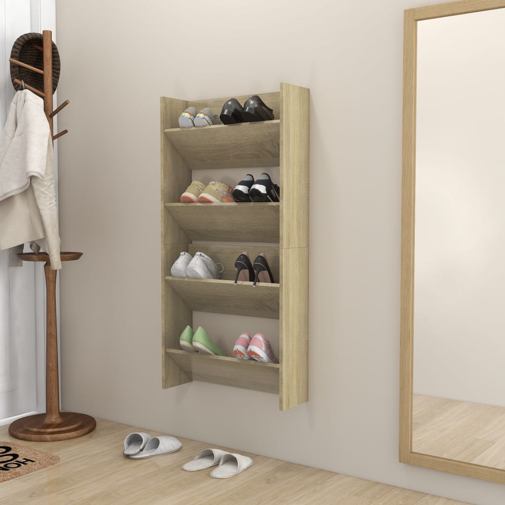 Veggskoskap 2 stk sonoma eik 60x18x60 cm sponplater