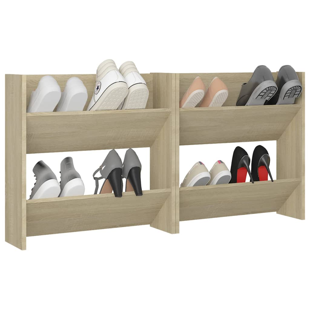 Veggskoskap 2 stk sonoma eik 60x18x60 cm sponplater