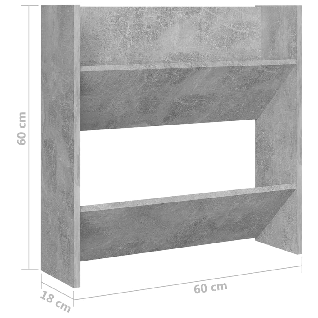 Veggskoskap betonggrå 60x18x60 cm sponplate