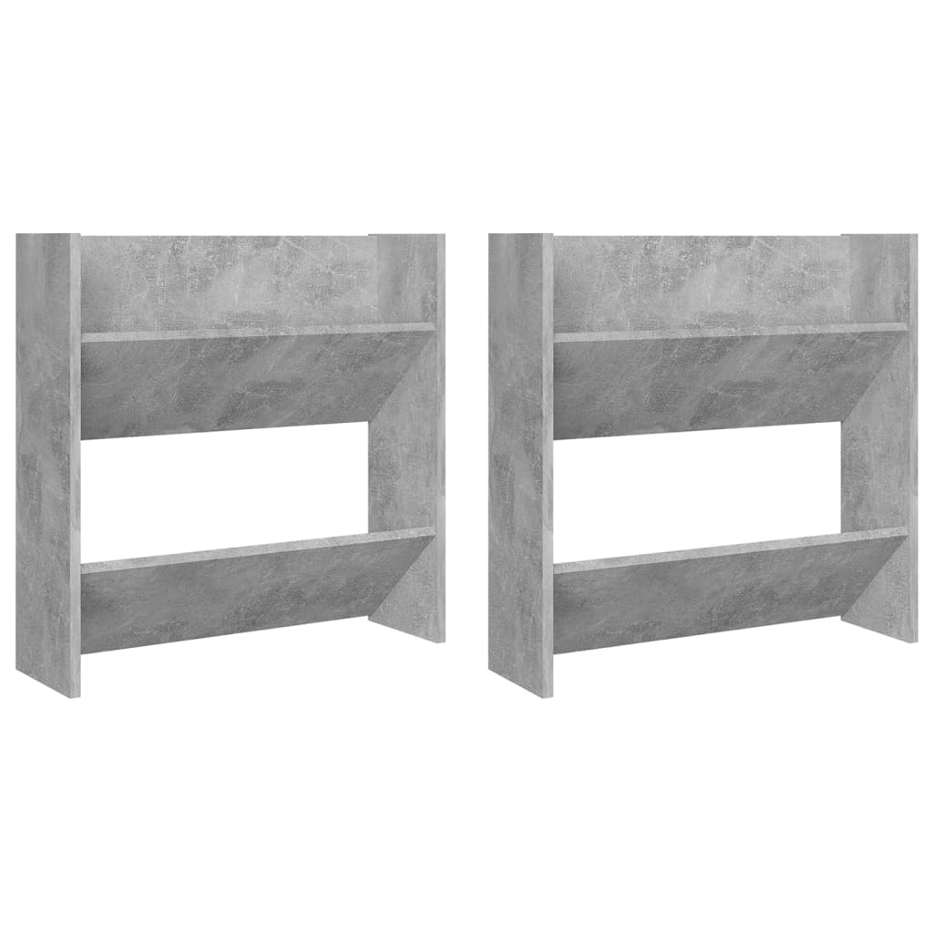 Veggskoskap 2 stk betonggrå 60x18x60 cm sponplate