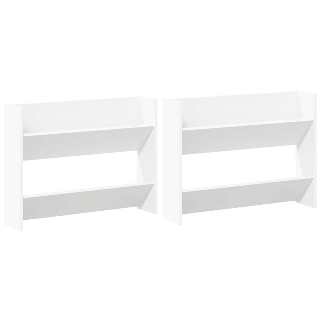 Veggskoskap 2 stk 80x18x60 cm hvit sponplate