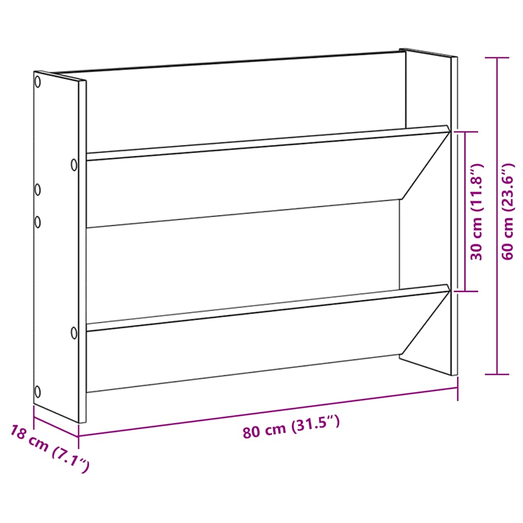 Veggskoskap 2 stk 80x18x60 cm hvit sponplate