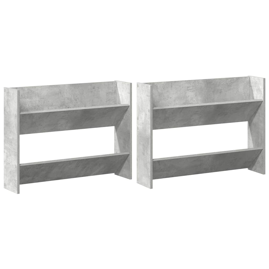 Veggskoskap 2 stk betonggrå 80x18x60 cm sponplate