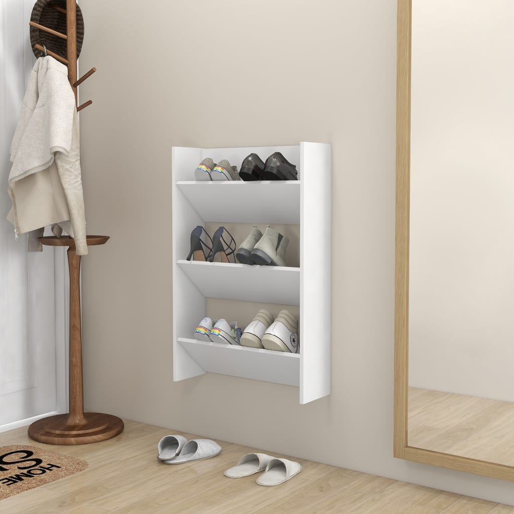 Veggskoskap hvit 60x18x90 cm sponplater