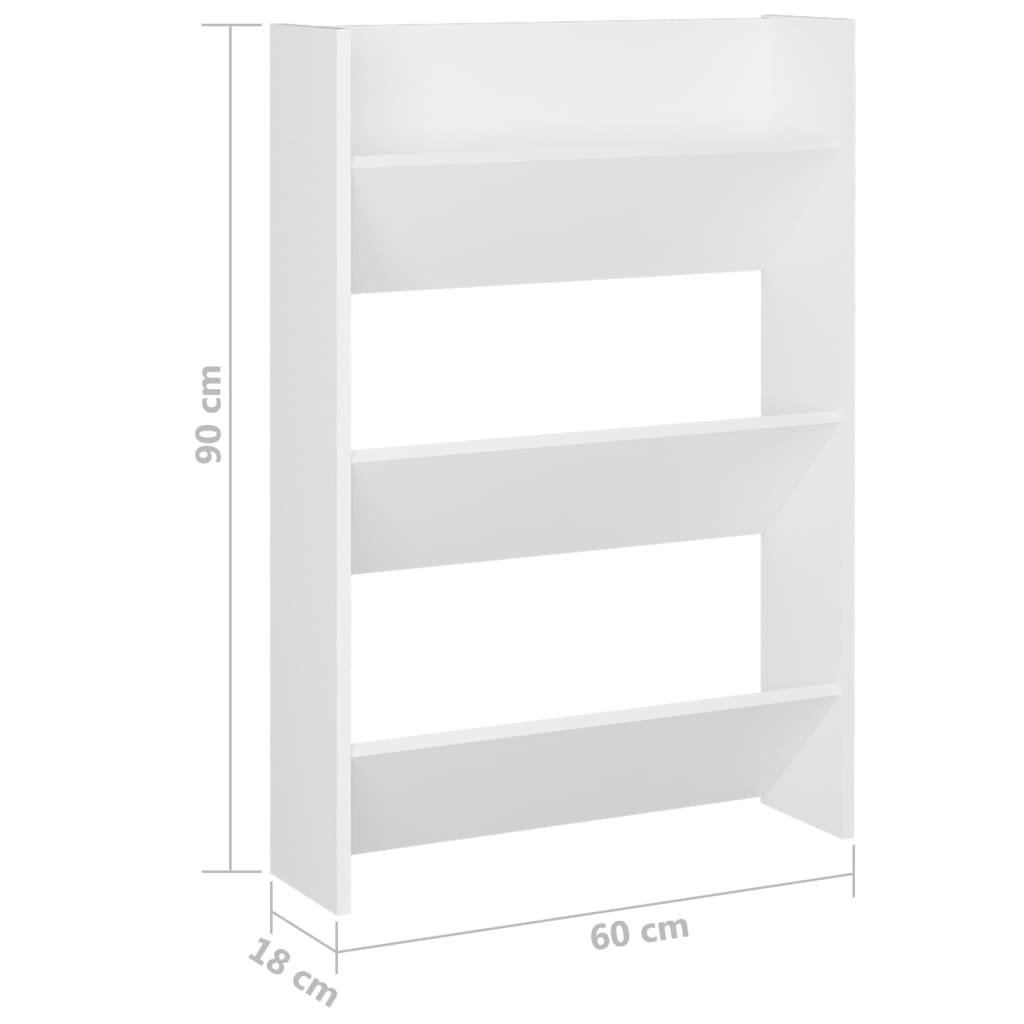 Veggskoskap 2 stk hvit 60x18x90 cm sponplater