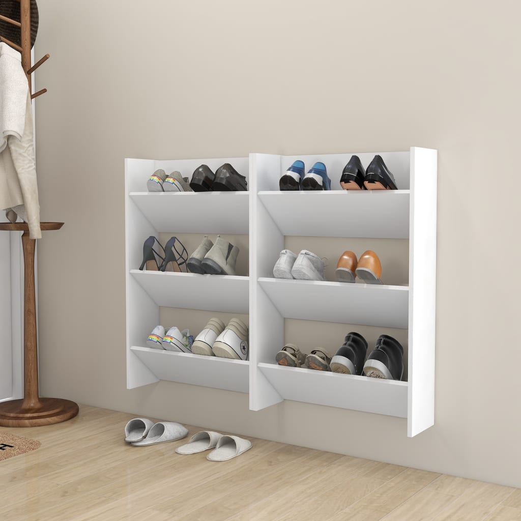 Veggskoskap 2 stk hvit 60x18x90 cm sponplater