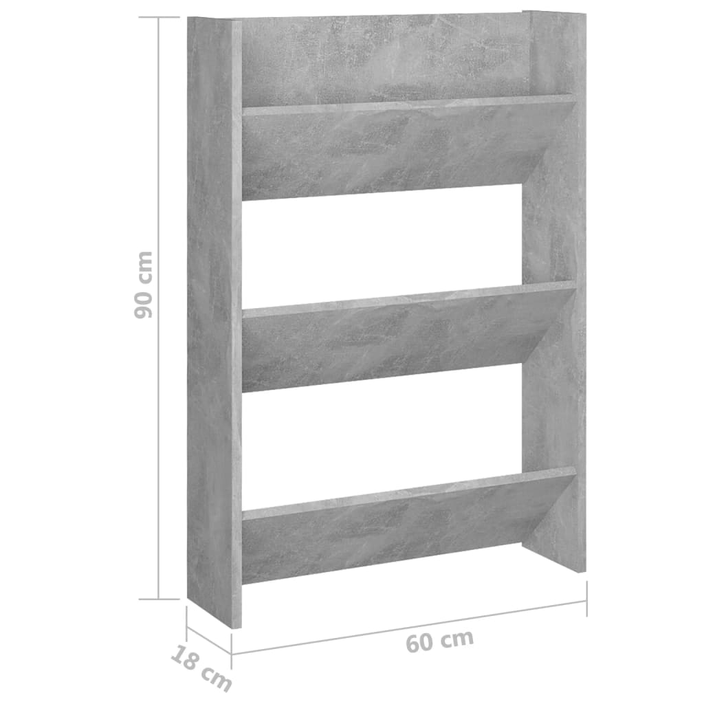 Veggskoskap 2 stk betonggrå 60x18x90 cm sponplater